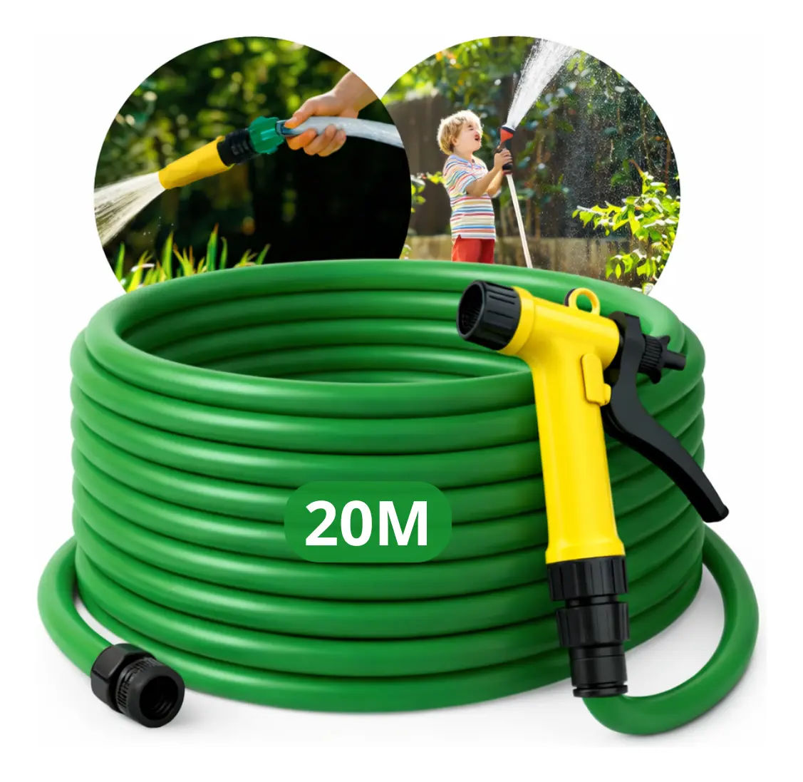 Mangueira De Jardim Reforçada 20 Metros Esguicho Pistola Cor Verde